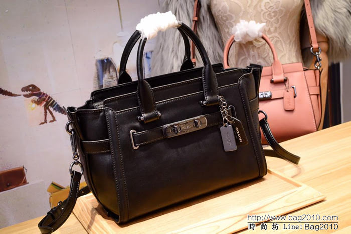 COACH蔻馳 代購正品 真正的牛貨 新款swagger27 F12111 專櫃新款光面牛皮 手提斜挎包  Chz1514